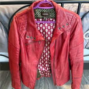 Danier Vibrant Red Leather Jacket for Women